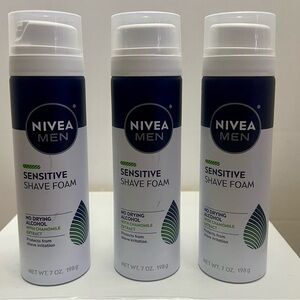 3x Nivea Men Sensitive Shaving Foam Cream With Skin Guard Technology 7oz each